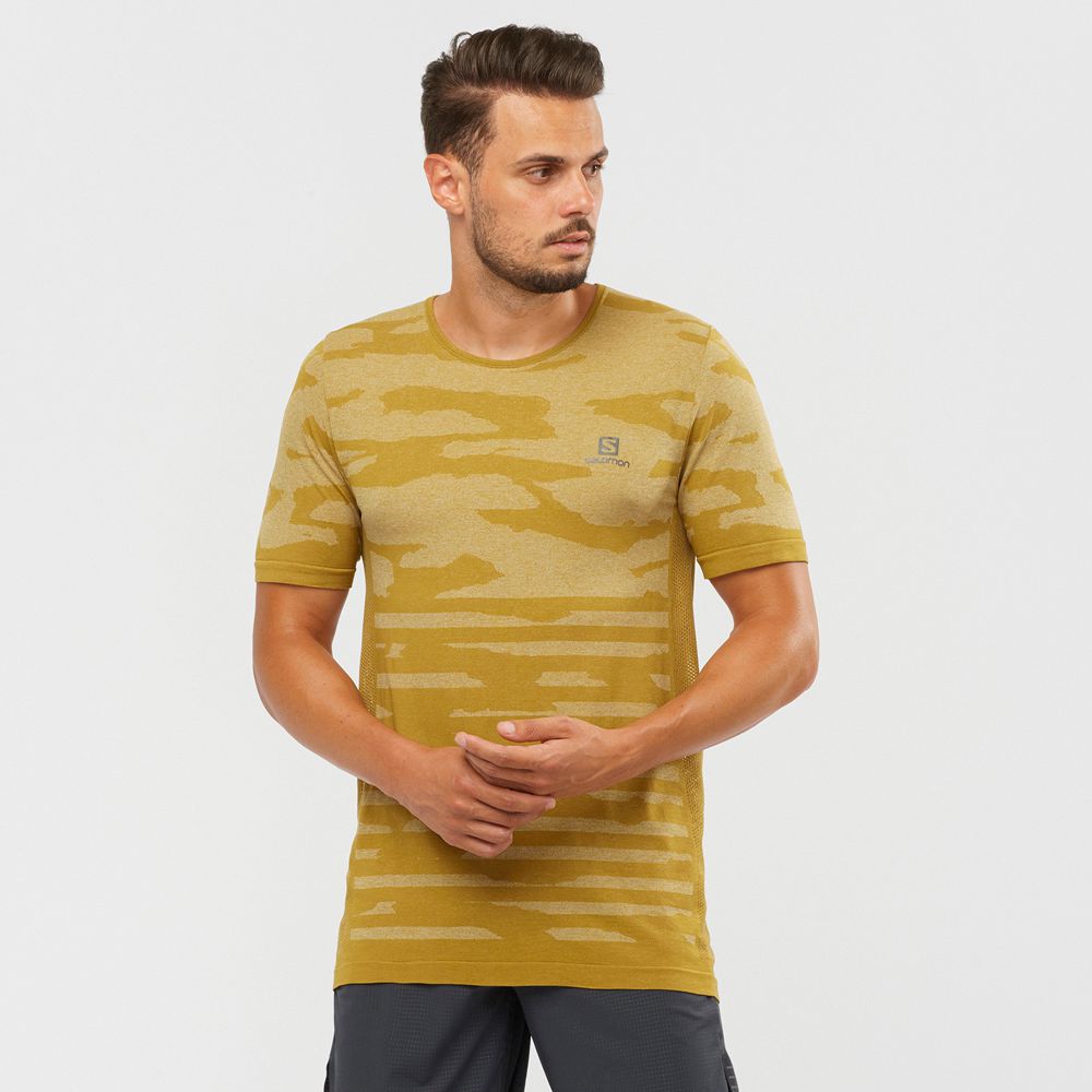 Salomon Israel XA CAMO TEE - Mens T shirts - Gold (OWIX-20917)